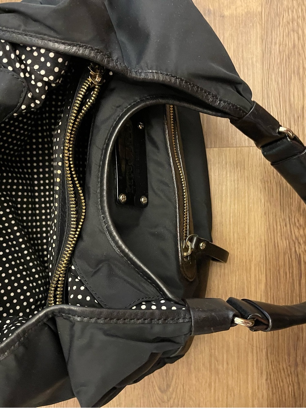 Kate Spade New York Classic Black Nylon/Leather Hobo Bag Purse Satchel - Picture 4 of 5